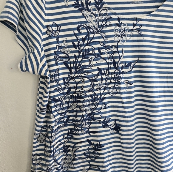 St John's Bay Blouse Women PXL Floral Short Sleeve Embroidery Lightweight - Picture 5 of 10